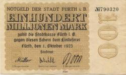 Fürth - Stadt - 1.10.1923 - 100 Millionen Mark 