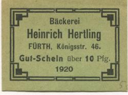 Fürth - Hertling, Heinrich, Königstr. 48 - 1920 - 10 Pfennig 