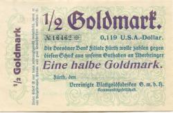 Fürth - Vereinigte Blattgoldfabriken GmbH KG - -- 1/2 Gold-Mark 