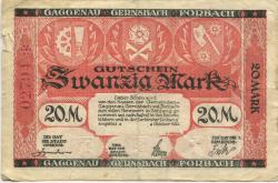 Gernsbach - Stadt - Oktober 1922 - 20 Mark 