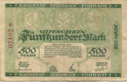 Gernsbach - Stadt - Oktober 1922 - 500 Mark 