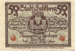 Goldberg - Stadt - 1.4.1921 - 50 Pfennig 