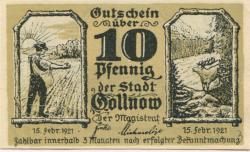 Gollnow (heute: PL-Goleniow) - Stadt - 15.2.1921 - 10 Pfennig 