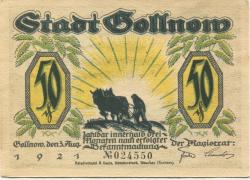 Gollnow (heute: PL-Goleniow) - Stadt - 3.8.1921 - 50 Pfennig 