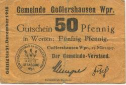 Goßlershausen (heute: PL-Jablonowo Pomorskie) - Gemeinde - 27.3.1917 - 31.12.1918 - 50 Pfennig 