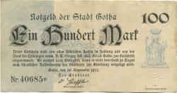Gotha - Stadt - 30.9.1922 - 100 Mark 