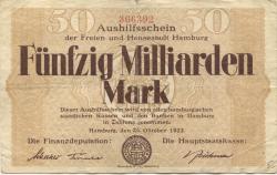 Hamburg - Stadt und Staat - 24.10.1923 - 50 Milliarden Mark 
