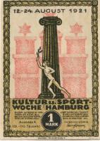 Hamburg - Kultur- und Sportwoche, Finanzausschuss und Geschäftsführung - 12.8.1921/24.8.1921 - 1.10.1921 - 1 Mark 