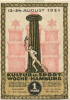 Hamburg - Kultur- und Sportwoche, Finanzausschuss und Geschäftsführung - 12.8.1921/24.8.1921 - 1.10.1921 - 1 Mark 