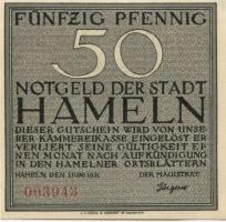 Hameln - Stadt - 1.6.1921 - 50 Pfennig 