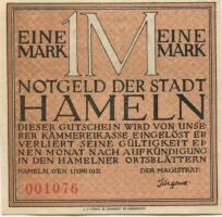 Hameln - Stadt - 1.6.1921 - 1 Mark 