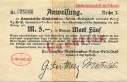 Hannover-Linden - Hannoversche Maschinenbau AG, vormals Georg Egestorff - 20.8.1914 - 5 Mark 
