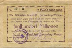 Hardenberg-Neviges - Stadt - 20.8.1923 - 30.11.1923 - 500 Millionen Mark 