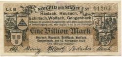 Hausach - Stadt - 15.11.1923 - 1 Billion Mark 