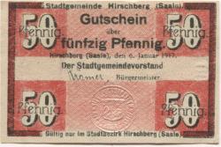 Hirschberg - Stadt - 6.1.1917 - 50 Pfennig 