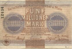 Höchst - Kreis - 10.8.1923 - 5 Millionen Mark 