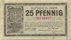 Höchst (heute: Frankfurt) - Stadt - 1.6.1917 - 25 Pfennig 