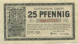 Höchst (heute: Frankfurt) - Stadt - 1.6.1917 - 25 Pfennig 