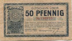Höchst (heute: Frankfurt) - Stadt - 1.6.1917 - 50 Pfennig 