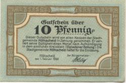 Höhscheid (heute: Solingen) - Stadt - 1.2.1920 - 10 Pfennig 