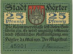 Höxter - Stadt - 1.5.1921 - 25 Pfennig 