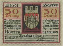 Höxter - Stadt - 1.5.1921 - 50 Pfennig 