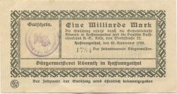 Hoffnungsthal (heute: Rösrath) - Bürgermeisterei Rösrath - 20.9.1923 - 1 Milliarde Mark 