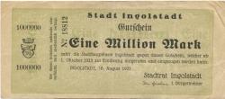 Ingolstadt - Stadt - 16.8.1923 - 1.10.1923 - 1 Million Mark 