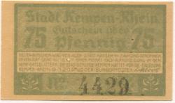 Kempen - Stadt - 9.3.1920 - 75 Pfennig 