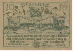 Köben (heute: PL-Rudnia) - Stadt - 24.12.1920 - 10 Pfennig 