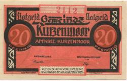 Kurzenmoor (heute: Seester) - Gemeinde - - 31.12.1921 - 20 Pfennig 