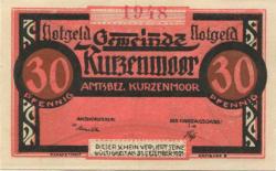 Kurzenmoor (heute: Seester) - Gemeinde - - 31.12.1921 - 30 Pfennig 
