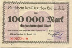 Lichtenfels - Bezirk - 23.8.1923 - 31.12.1923  - 100000 Mark 