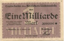 Lichtenfels - Bezirk - 15.10.1923 - 31.12.1923  - 1 Milliarde Mark 