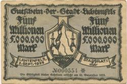 Lichtenfels - Stadt - 3.9.1923 - 31.12.1923 - 5 Millionen Mark 