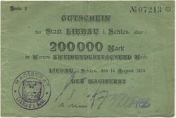 Liebau (heute: PL-Lubawka) - Stadt - 14.8.1923 - 200000 Mark 