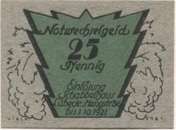 Lübeck - Schabbelhaus (Gaststätte), Mengstr.38 - 1.10.1921 - 25 Pfennig 