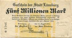 Lüneburg - Stadt - 14.8.1923 - 1.1.1924 - 5 Millionen Mark 