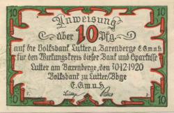 Lutter - Volksbank EGmuH - 30.12.1920 - 10 Pfennig 