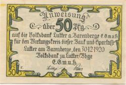 Lutter - Volksbank EGmuH - 30.12.1920 - 50 Pfennig 