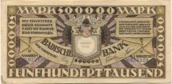 Mannheim - Badische Bank - 1.8.1923 - 500000 Mark 