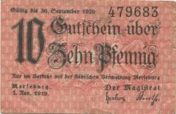 Merseburg - Stadt - 1.11.1919 - 30.9.1920 - 10 Pfennig 