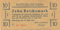 Miltenberg - Kreise Marktheidenfeld, Miltenberg und Obernburg - 15.4.1945 - 10 Mark 