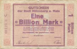 Miltenberg - Stadt - 22.9.1923 - 1 Billion Mark 