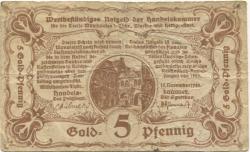 Mühlhausen - Handelskammer Kreis Mühlhausen, Worbis und Heiligenstadt - 15.11.1923 - 5 Gold-Pfennig 