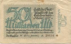 Münster - Stadt - 1.10.1923 - ab 1.1.1924 - 50 Milliarden Mark 