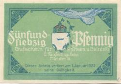 Münster - Försterling, O. & Sohn, Hotel und Kaffee Kaiserhof - - 1.1.1922 - 75 Pfennig 