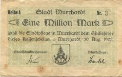 Murrhardt - Stadt - 30.8.1923 - 1 Million Mark 