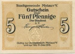 Mylau - Stadt - - 31.12.1918 - 5 Pfennig 