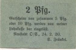 Neustadt (heute: PL-Prudnik) - Fränkel, Samuel, OHG, Leinenfabrik - 24.2.1920 - 2 Pfennig 